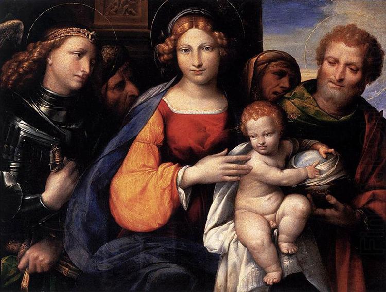 Benvenuto Tisi Virgin and Child with Saints Michael and Joseph china oil painting image